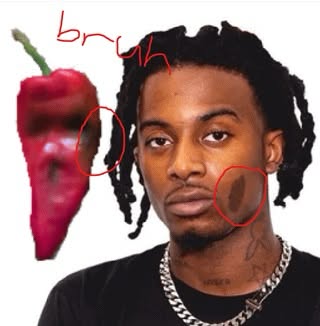 A pepper whose shape closely resembles Playboi Carti