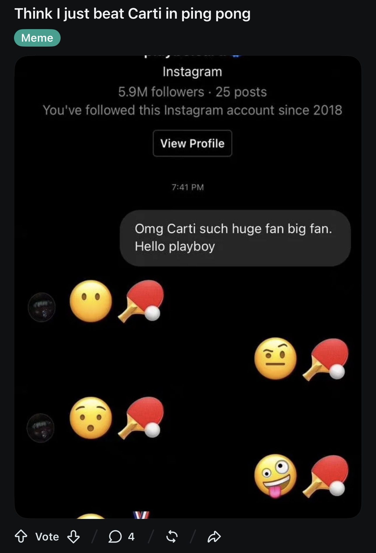 Carti playing ping pong