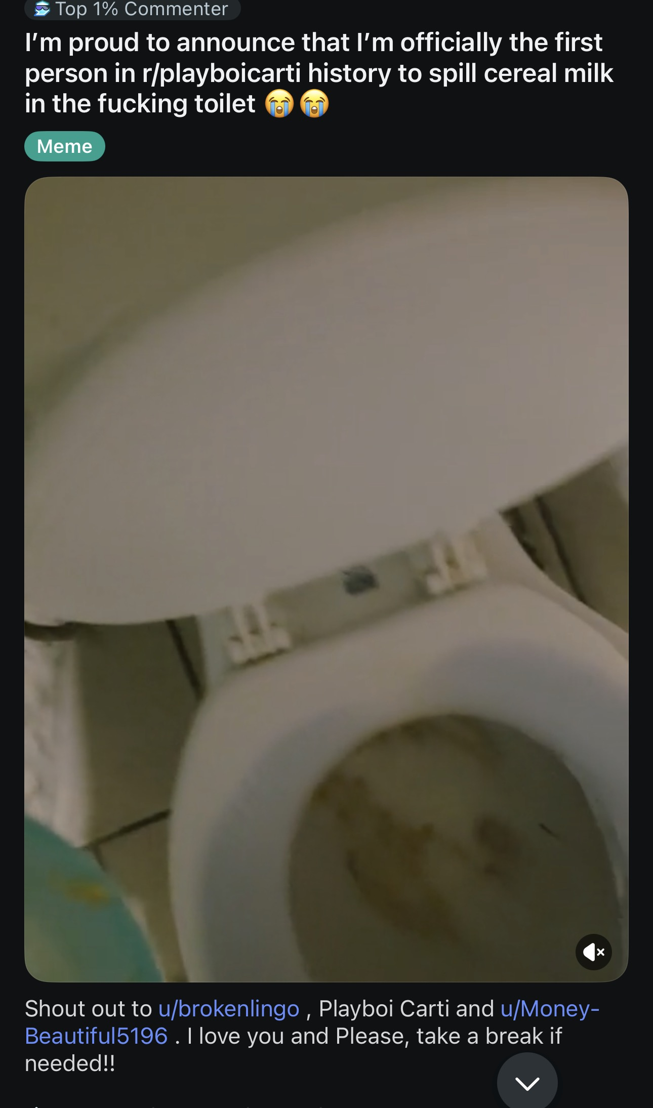 Cereal being spilled into a toilet
