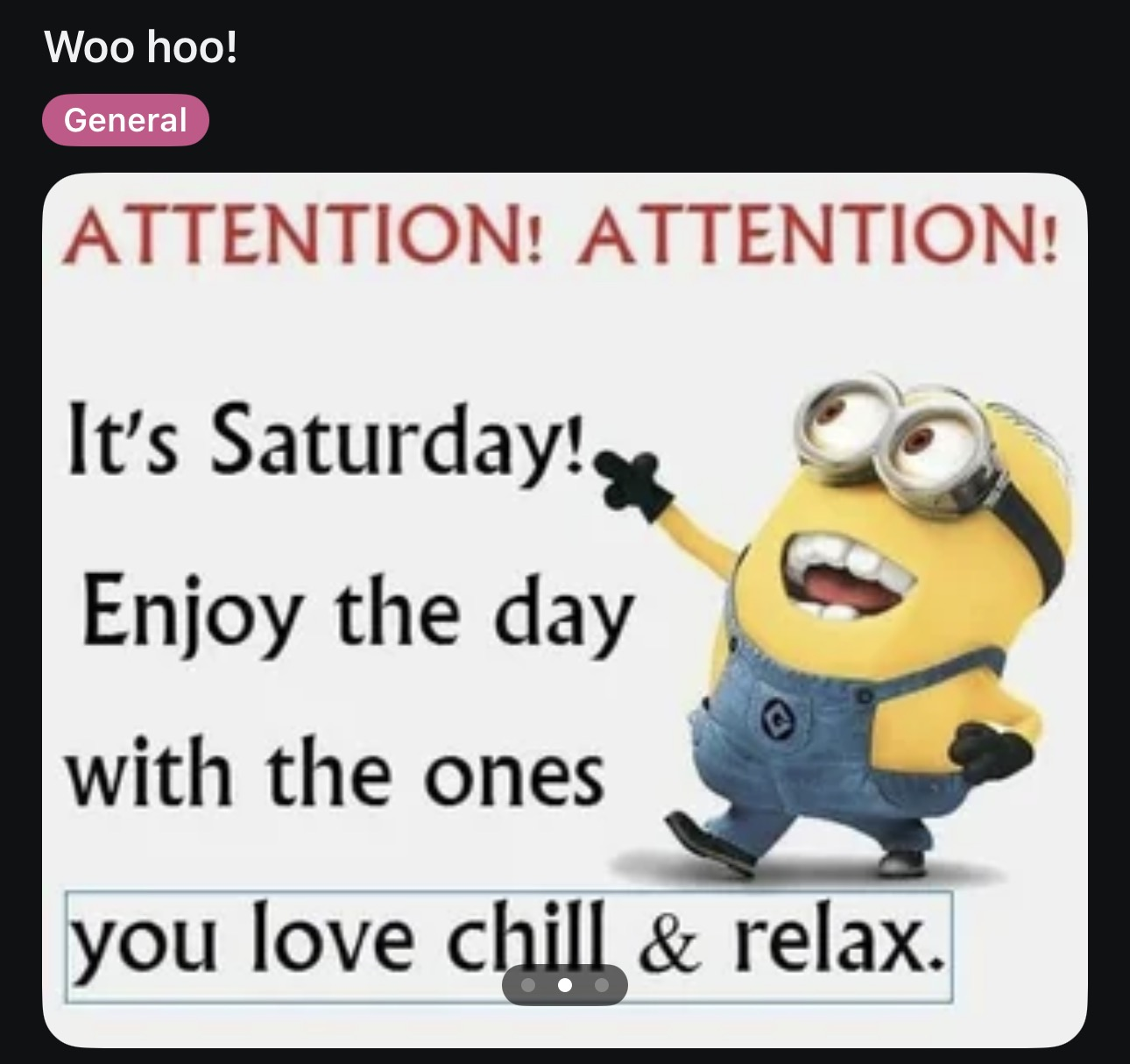 A Minion wishing us a happy saturday